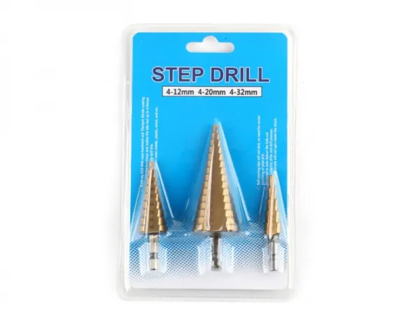 3Pcs Step Drill Bit Set